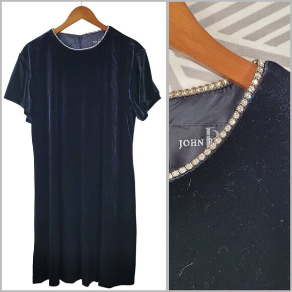 Vintage Velvet Sheath Dress Plus 18W 20W Evening Special Event Jewel Collar - Picture 1 of 6